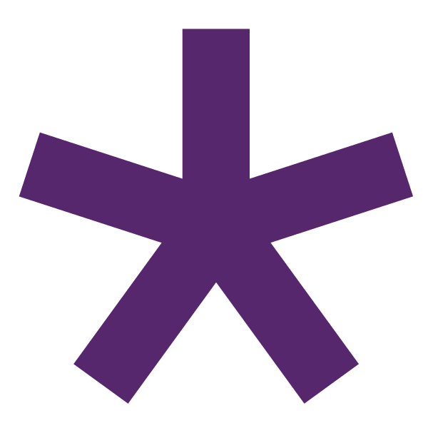 A bold, purple asterisk symbol with six equal-length arms, evenly spaced out, set against a white background symbolizes precision and attention to detail—qualities essential in professional services recruitment.